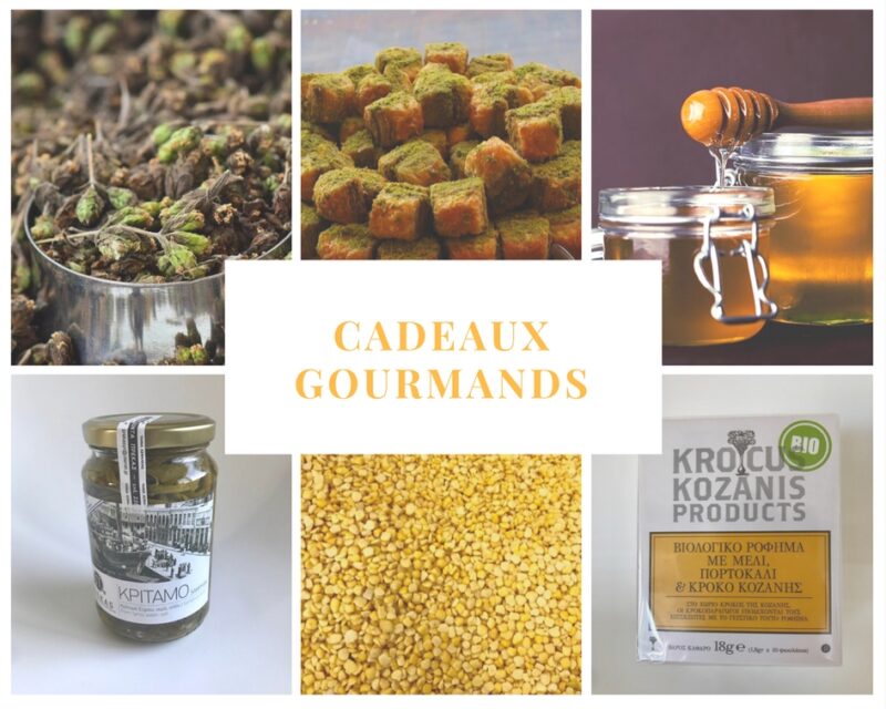 Souvenirs et cadeaux grecs : Origan, p&acirc;tisseries grecques, miel, kritamos, fava et infusions au safran