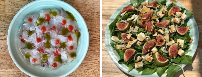 Les plats d'Omega 3 &agrave; Sifnos : tartare de poisson cru et salade de roquette et figues