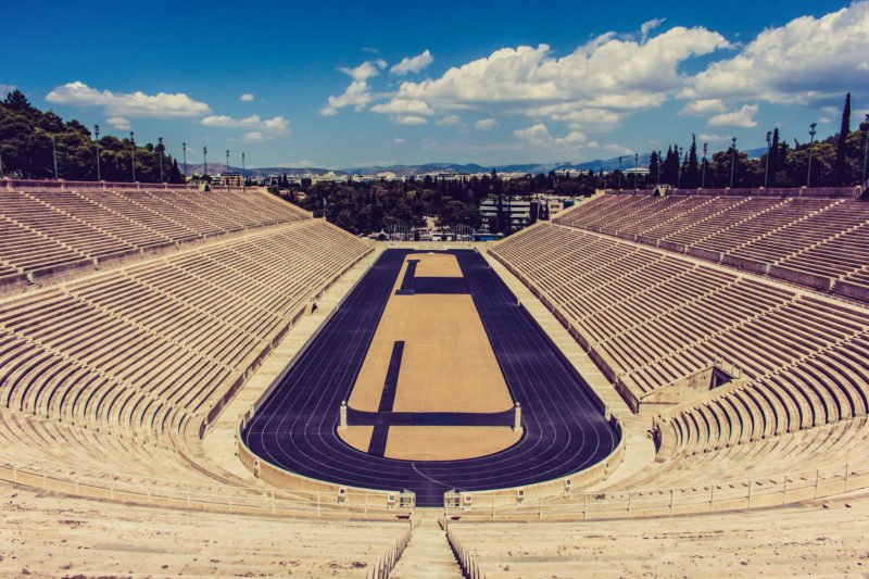 Le stade de marbre &agrave; Ath&egrave;nes, arriv&eacute;e du marathon d'Ath&egrave;nes