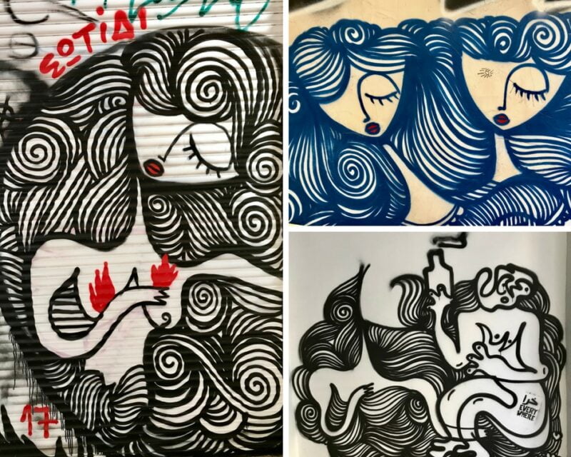 Street-art et graffitis &agrave; Ath&egrave;nes : les princesses endormies de Sonke