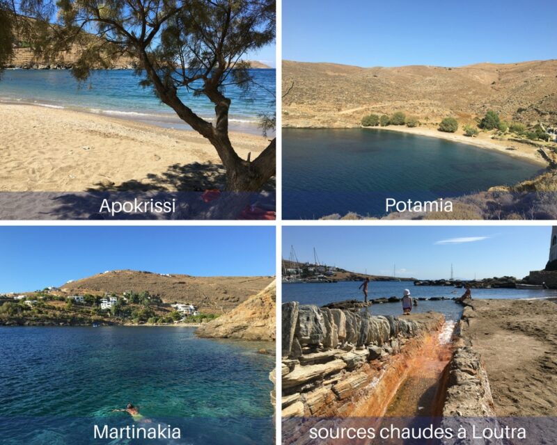Les plages de Kythnos : loutra, potamia, apokrisis, matriakoni