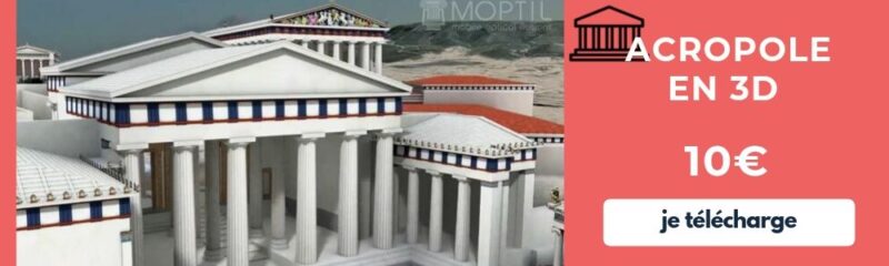 visite de l'acropole avec des enfants acropole en 3D sur smartphone