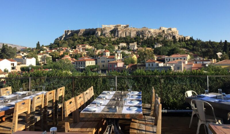 Terrasse vue acropole athenes