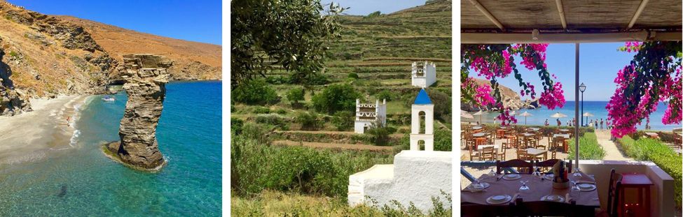 Plage Tis Grias To Pidima &agrave; Andros - Pigeonniers de Tinos - Taverne &agrave;  Syros