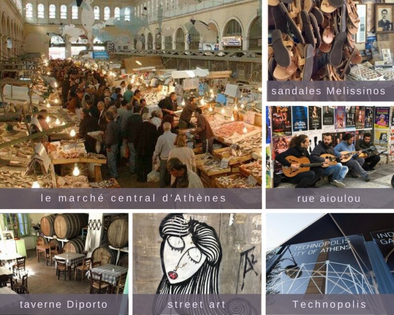 itin&eacute;raire de visites &agrave; Ath&egrave;nes, march&eacute; central d'Ath&egrave;nes, street art...