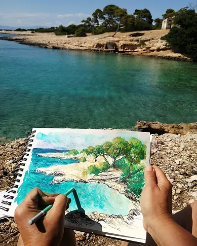Vacances bien-&ecirc;tre et nature en Gr&egrave;ce : Stage de dessin &agrave; Egine