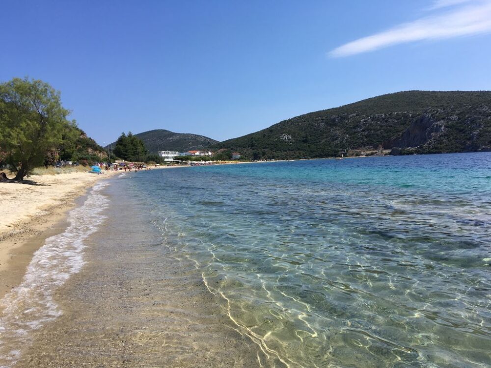 Halkidiki (Chalcidique) en Gr&egrave;ce du Nord : plage pr&egrave;s de Porto Koufo