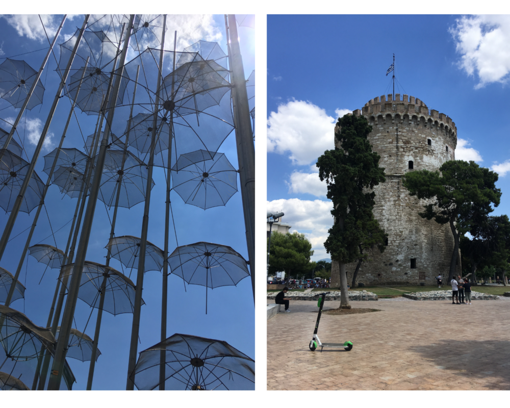 tour ronde et parapluies Thessalonique