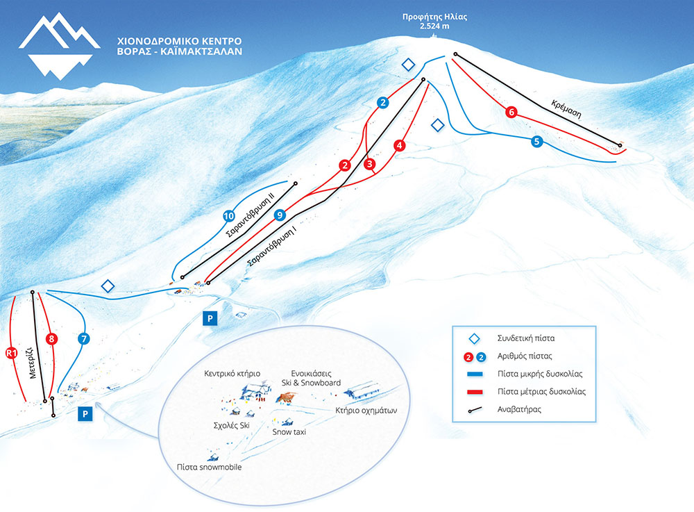 plan des pistes de la station de Kaimaktsalan