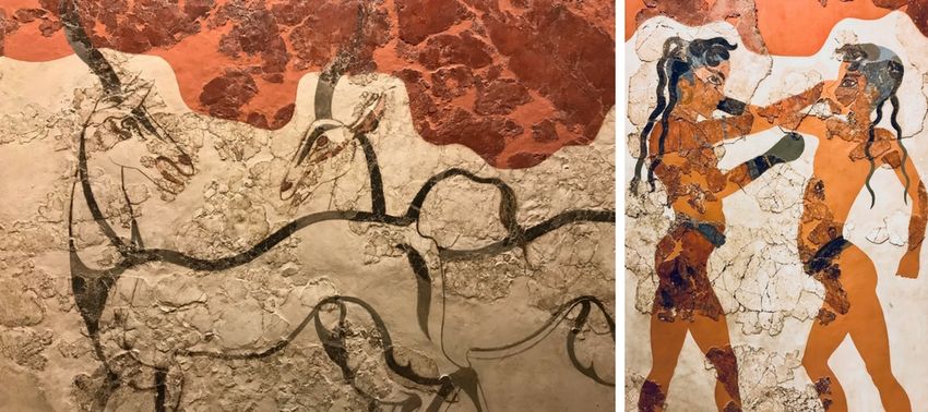 Le mus&eacute;e archeologique d'Ath&egrave;nes : les fresques d'akrotiri.