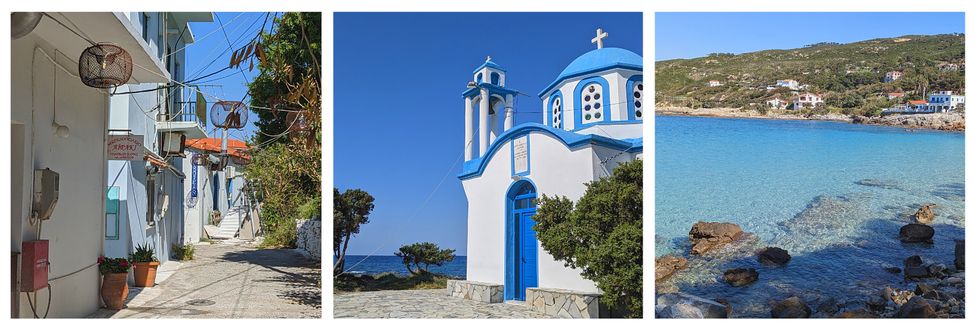 Rue de Gialiskari, rue et &eacute;glise analypsi, &agrave; Ikaria