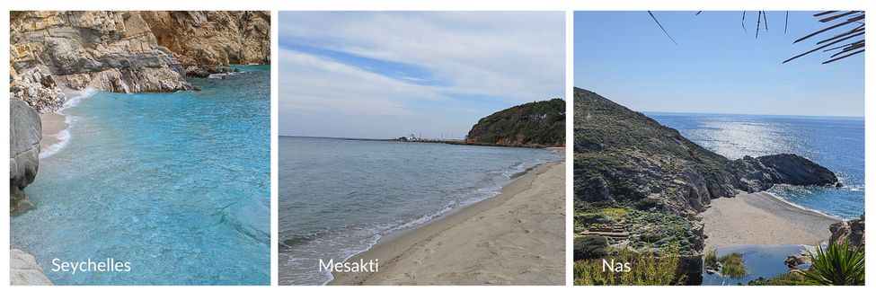 Plages &agrave; Ikaria : Seychelles, Mesakti et Plage de Nas et son temple