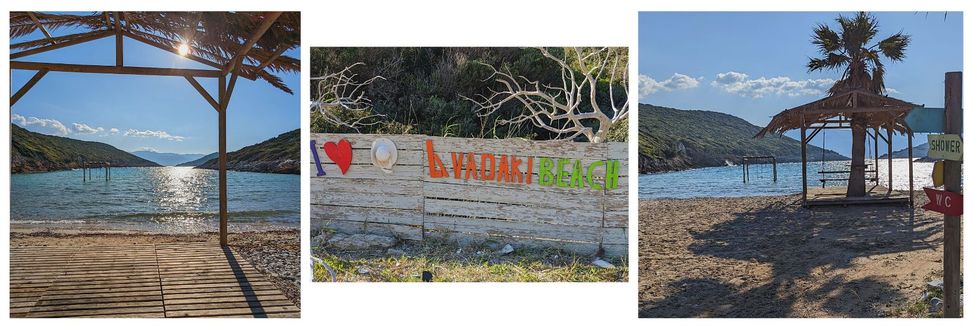 livadakia paralia, ambiance exotique, balan&ccedil;oire dans la mer &agrave; Samos en Gr&egrave;ce