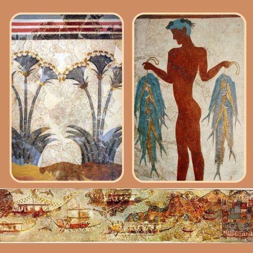 Fresque du jeune pêcheur - Papyrus - Fresque de la procession nautique