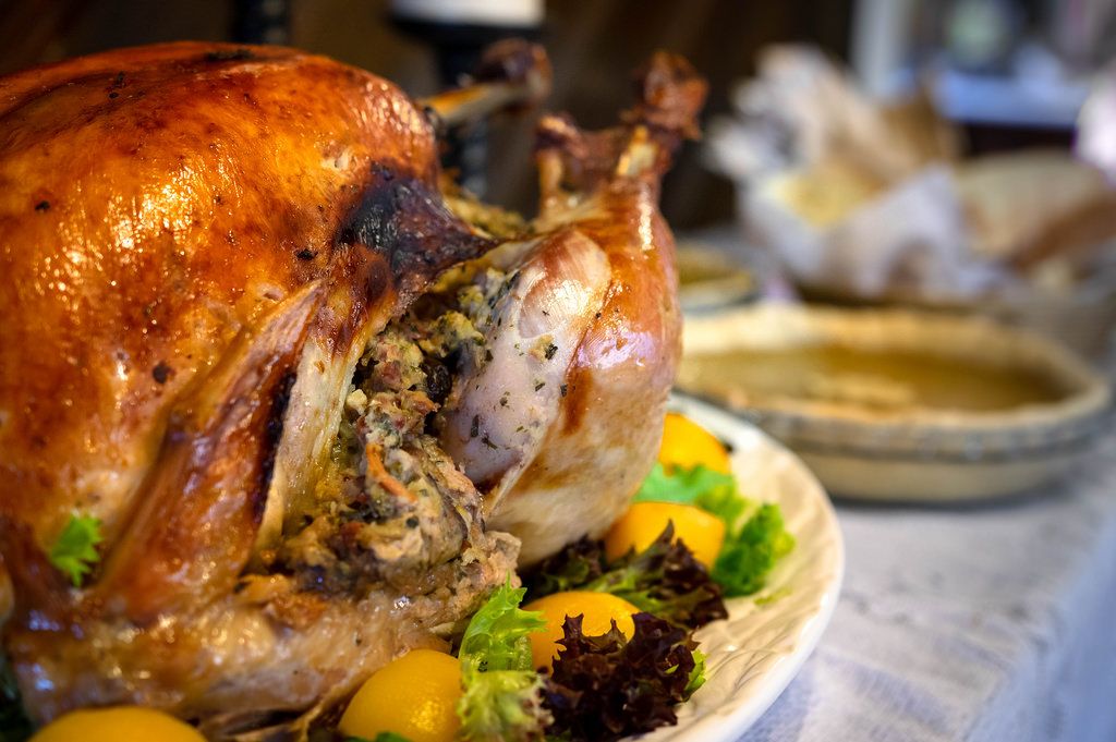 chapon de Noël farci