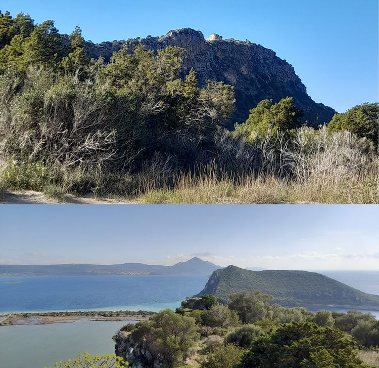Le fort de Palaiokastro et la vue sur la baie de Pylos en Messénie