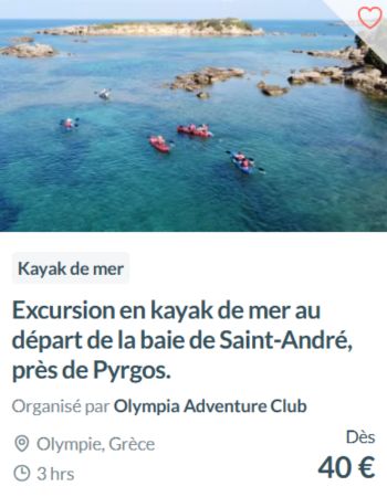 Excursion e Kayak près de Pyrgos