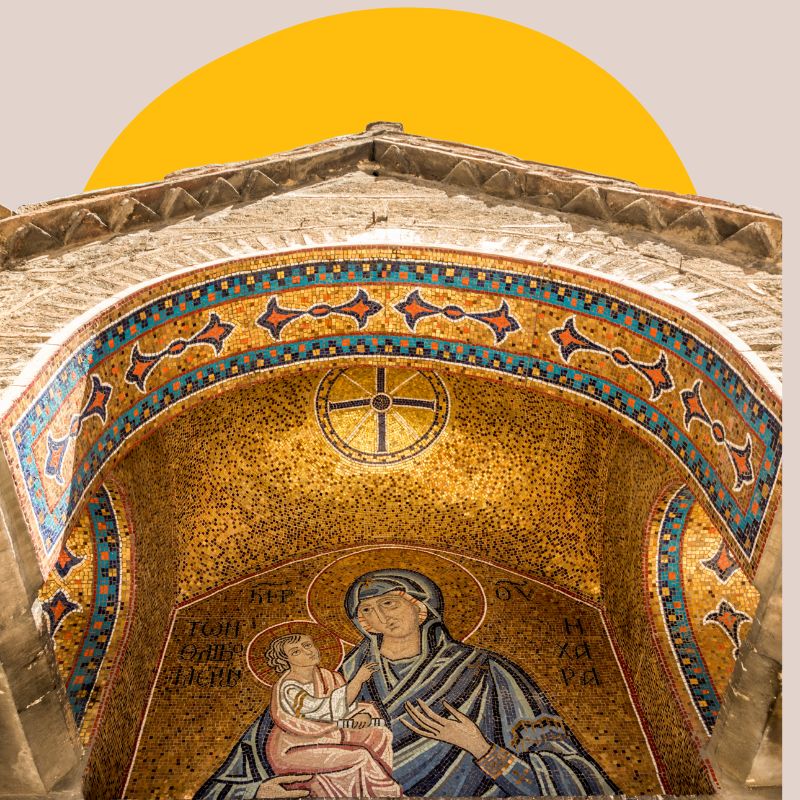 Entrée de l'église Kapnikaréa rue Ermou à Athènes