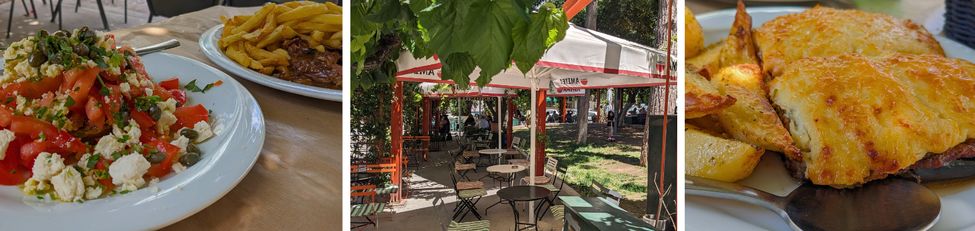 Taverne Mouries, place Varvana, Pangrati. Plats traditionnels, place centrale 